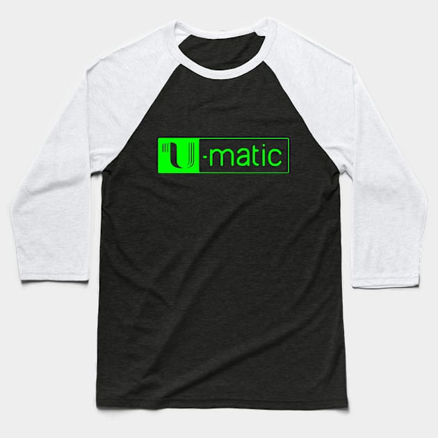 3/4" U-matic bright green logo Baseball T-Shirt by PMM